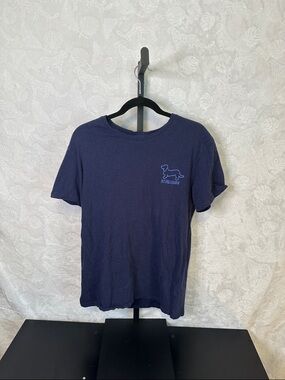 Peter Alexander Navy Short Sleeve Tee with Dachshund Outline